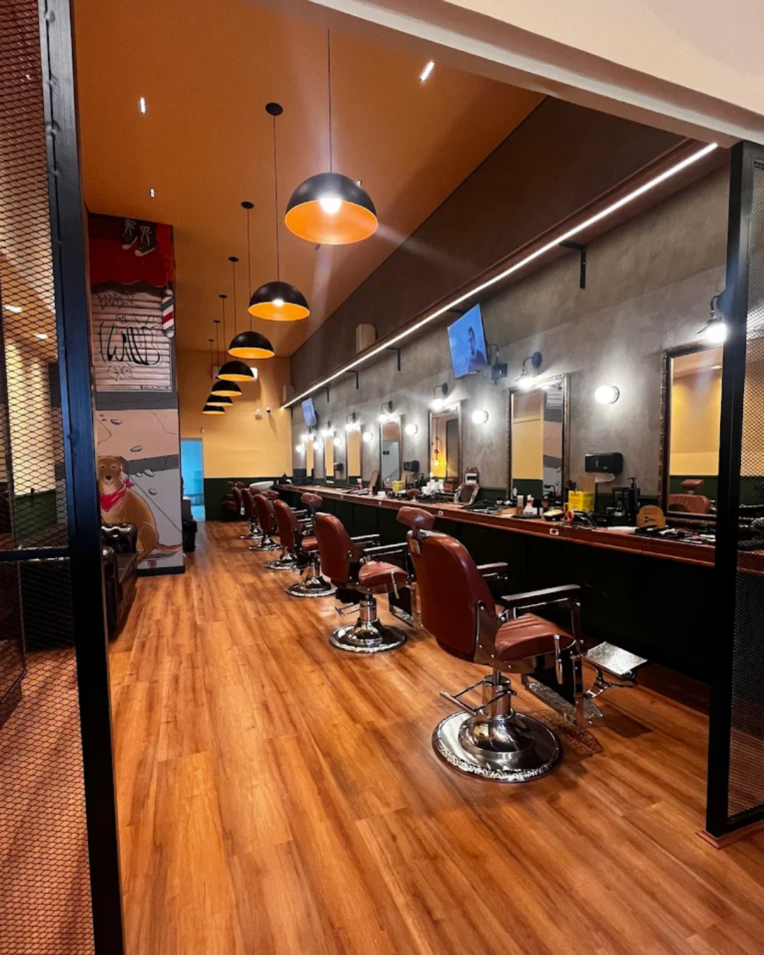 Fileira de cadeiras Braza Barbearia