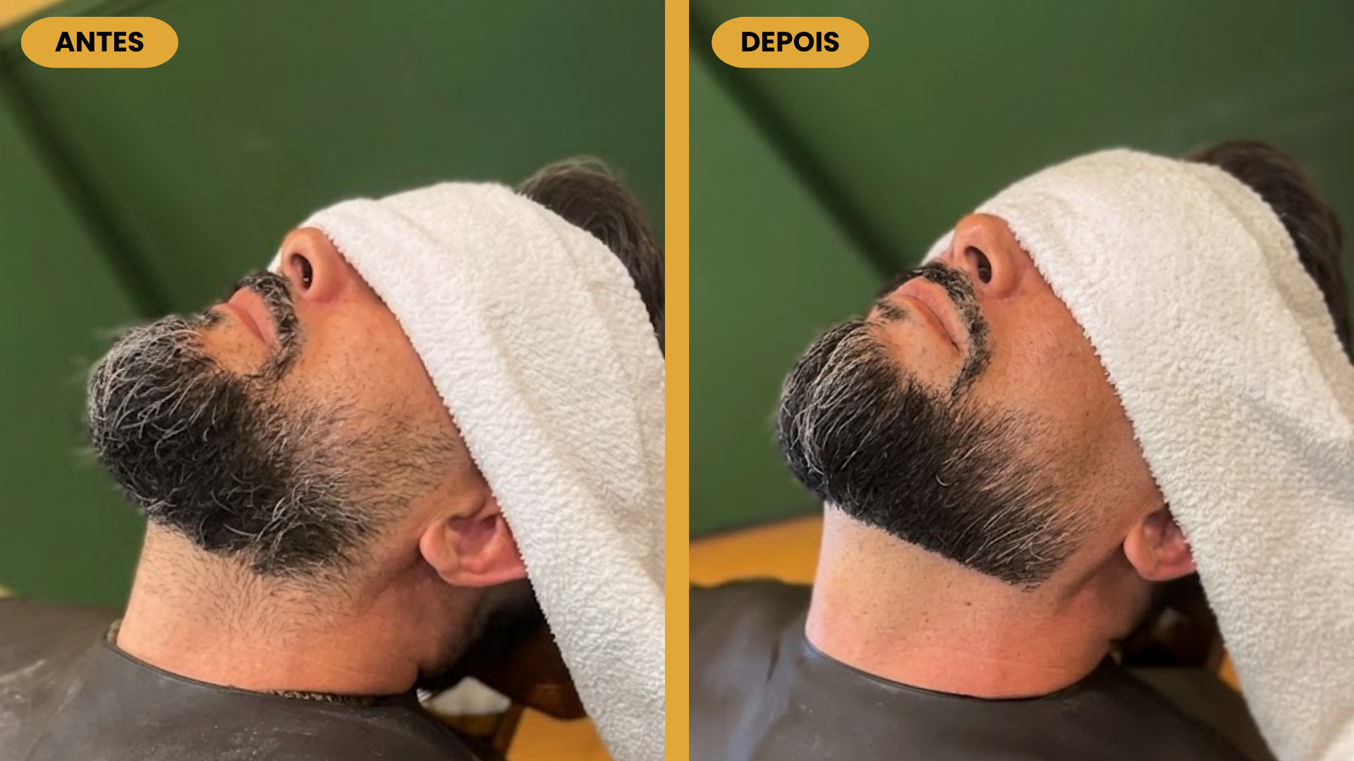 Antes e depois de barba na Braza Barbearia